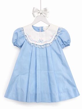 SPECIAL Vintage Ruth of Carolina Bow Heirloom Dress Puff Sleeve Embroidered USA
